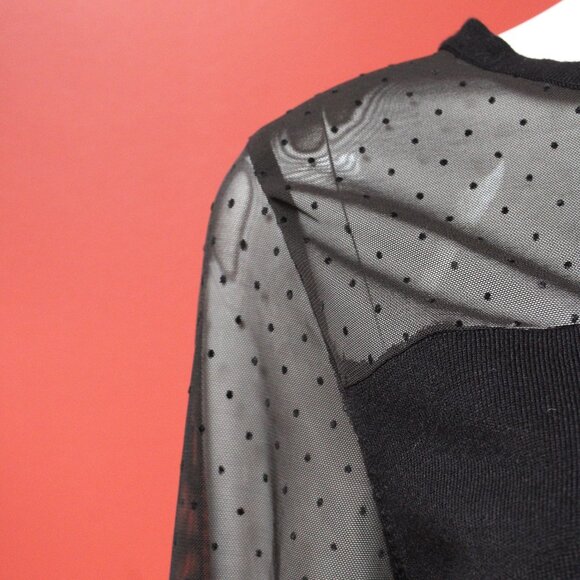 August Silk Black Mesh Polka Dot Blouse - Picture 4 of 12